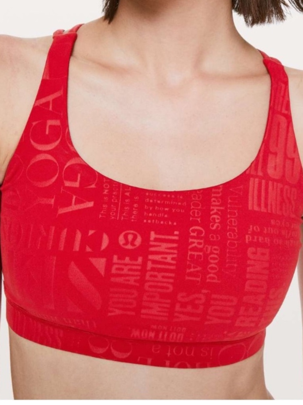 lululemon athletica Red Scoop Neck Logo-Print Sports Bra size 6